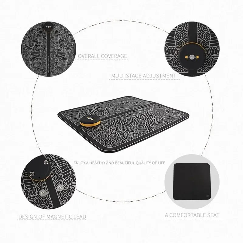 EMS Foot Massager Electric Tens Electrodes Terapia Masajeador Pie Mat Circulation Feet Reflexology Heal Deep Muscle Relax Salud
