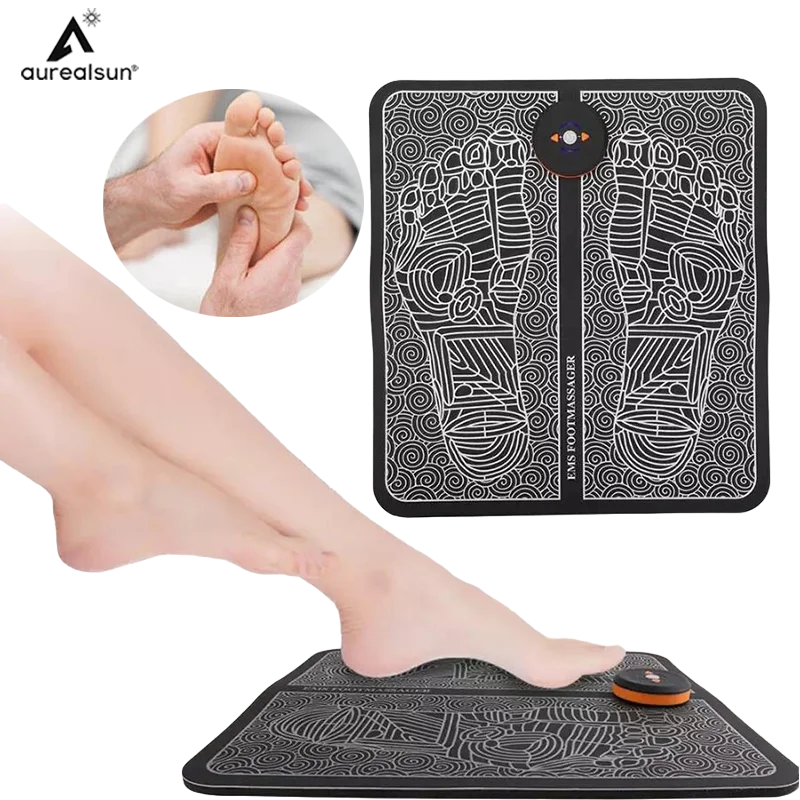 EMS Foot Massager Electric Tens Electrodes Terapia Masajeador Pie Mat Circulation Feet Reflexology Heal Deep Muscle Relax Salud