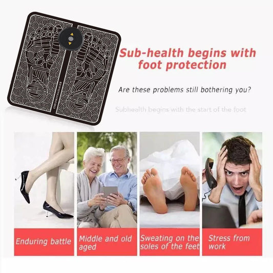EMS Foot Massager Electric Tens Electrodes Terapia Masajeador Pie Mat Circulation Feet Reflexology Heal Deep Muscle Relax Salud
